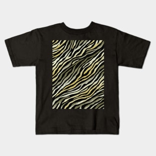 Savage Glitter Style Black, Beige, Green Tiger Pattern Animal Print Wild Safari Kids T-Shirt